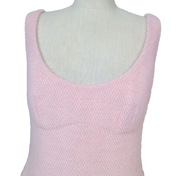 Sau Lee Anthropologie Alexa Tank Dress 8 Pink Fuzzy Knit Sleeveless Bodycon Mini - Picture 2 of 12